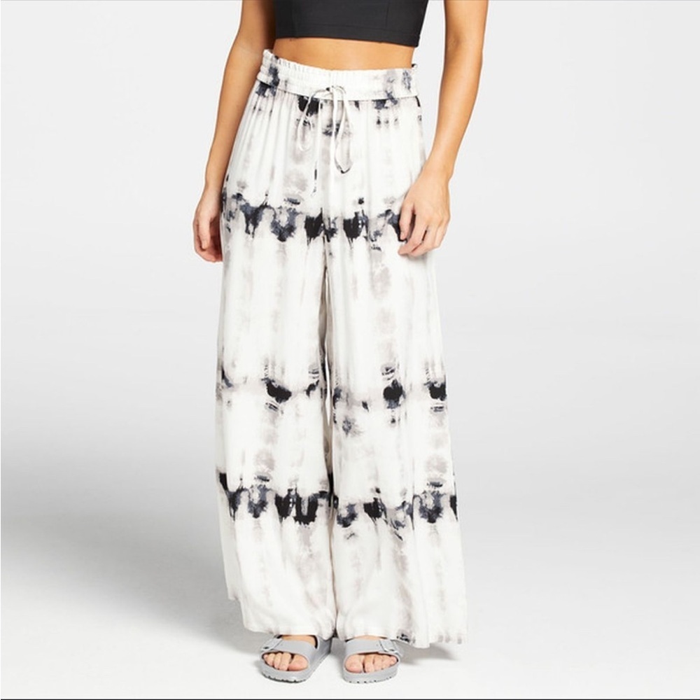 NWT! CALIA Black White Batik Tie Dye Wide Leg Pants S Swim Cover Up